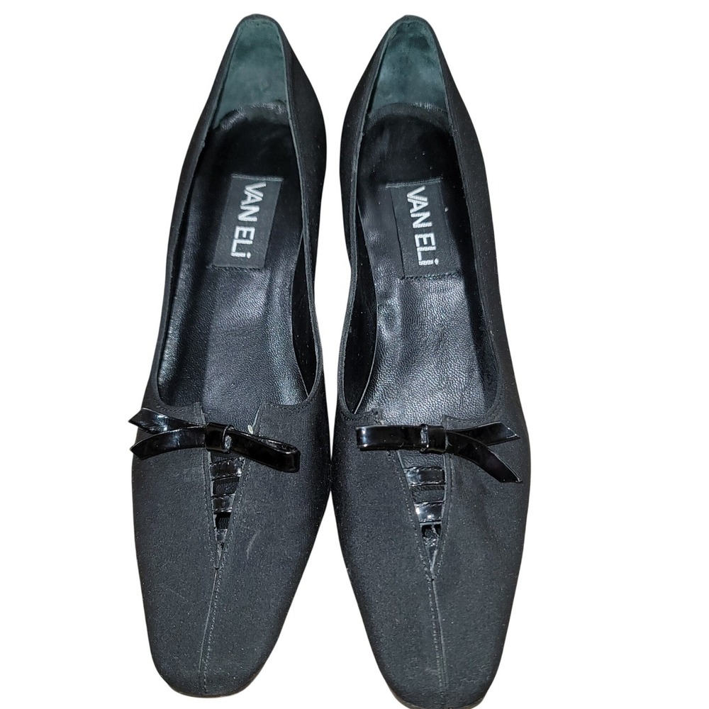 Van Eli‎ Women Square Toe Spool Heel Pumps Work Events Minimalist 7N Goth Witchy - Picture 5 of 12